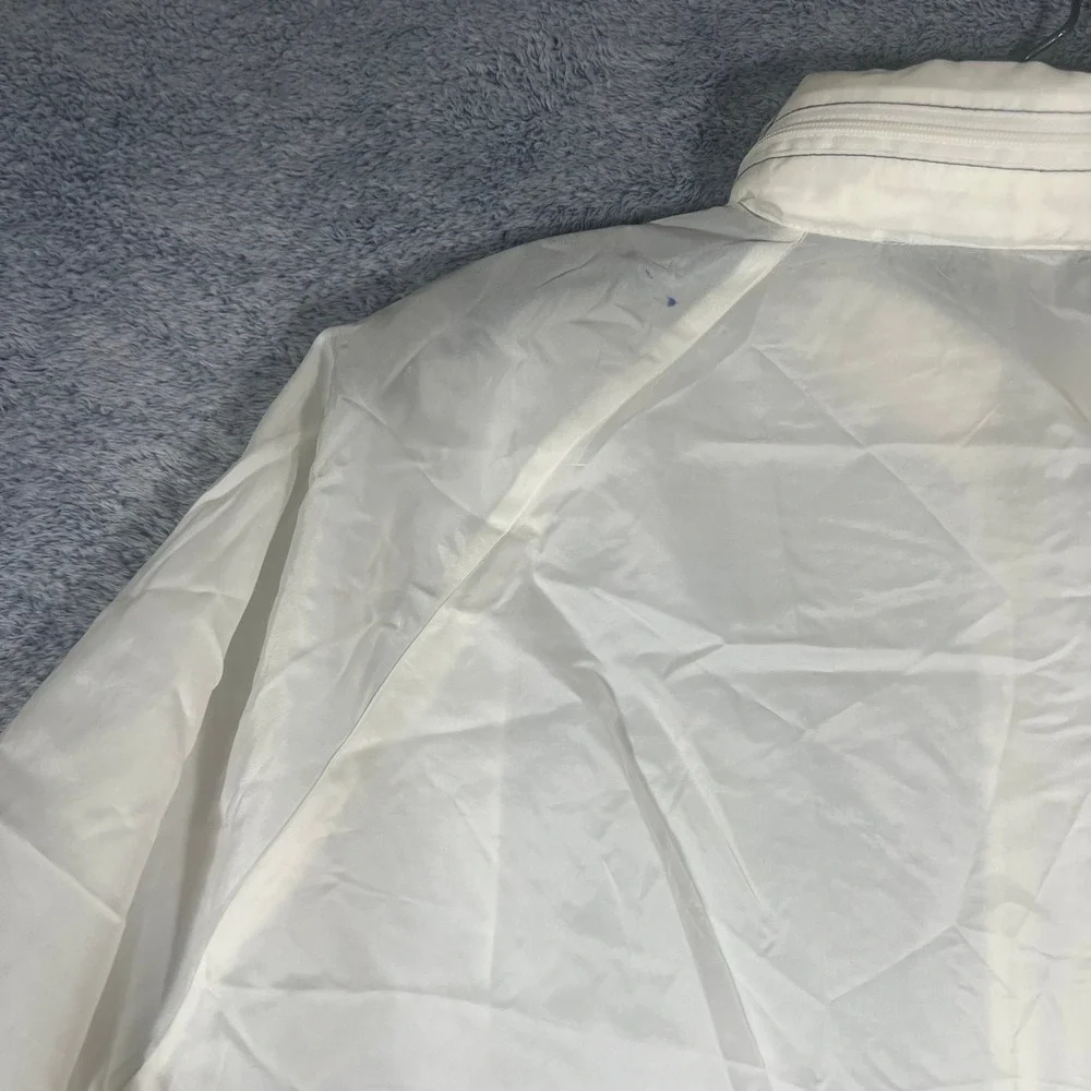 Vintage Sears‎ White Nylon Windbreaker Jacket Large Full Zip Hidden Hood Mens